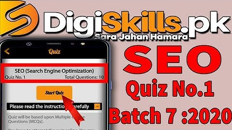 Digiskills SEO Quiz Batch 7 || 2020
