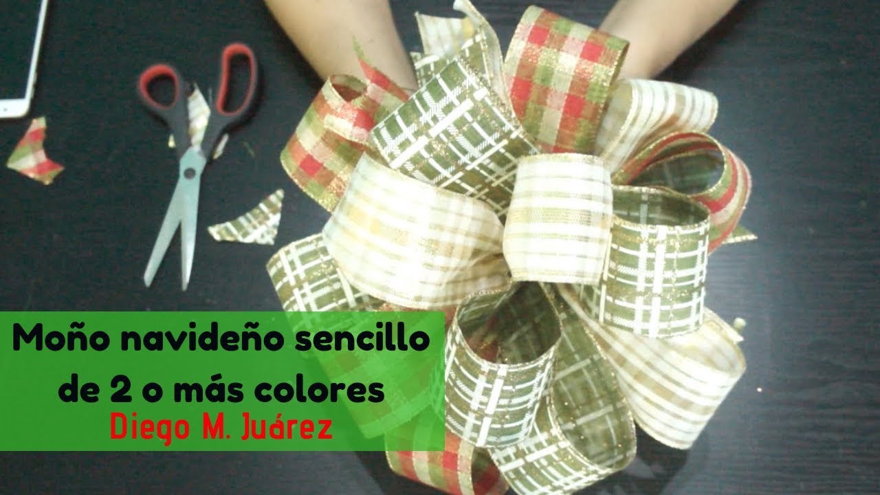 ¿Cómo hacer un moño navideño fácil? / Moño navideño de 2 colores o más ...