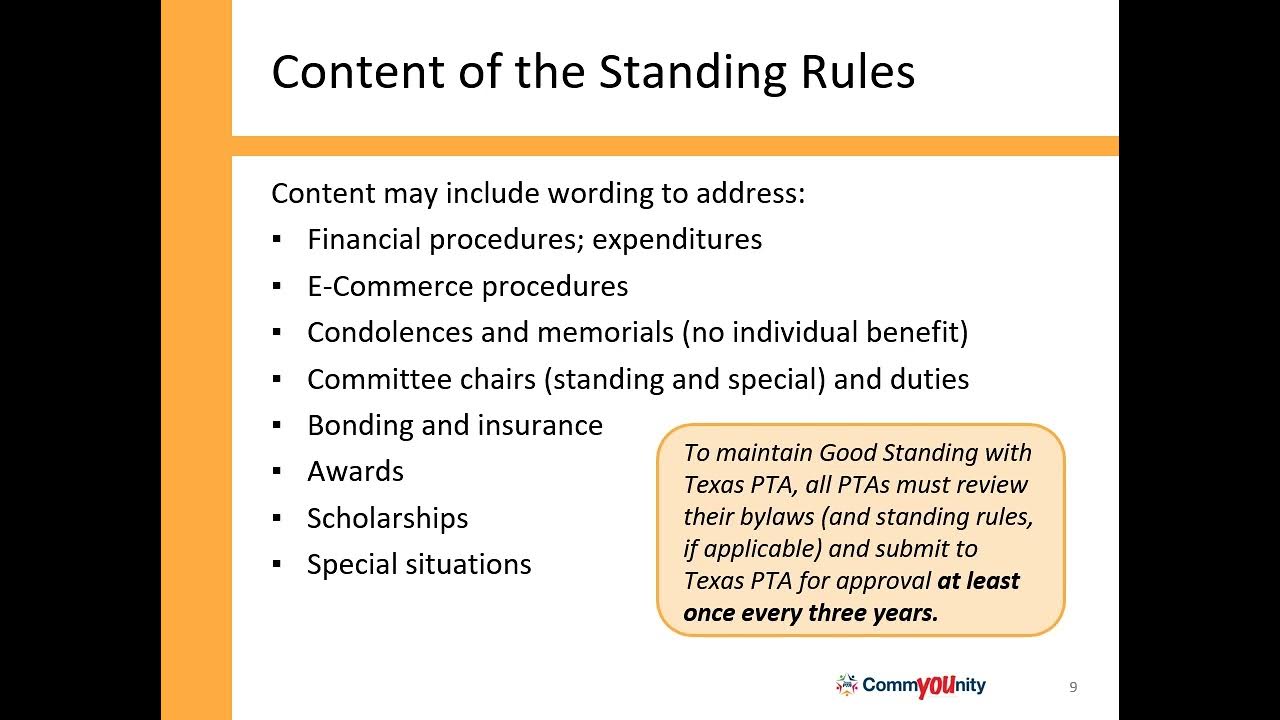 SPOTLIGHTS Your PTA Standing Rules YouTube