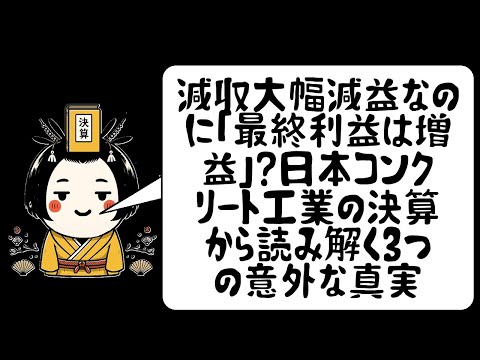 減収大幅減益なのに「最終利益は増益」？日本コンクリート工業の決算から読み解く3つの意外な真実