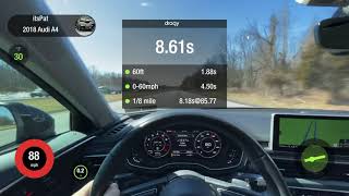 2018 audi a4 b9 jb4 0-60 mph and 1/4 mile run with the dragy and launch control