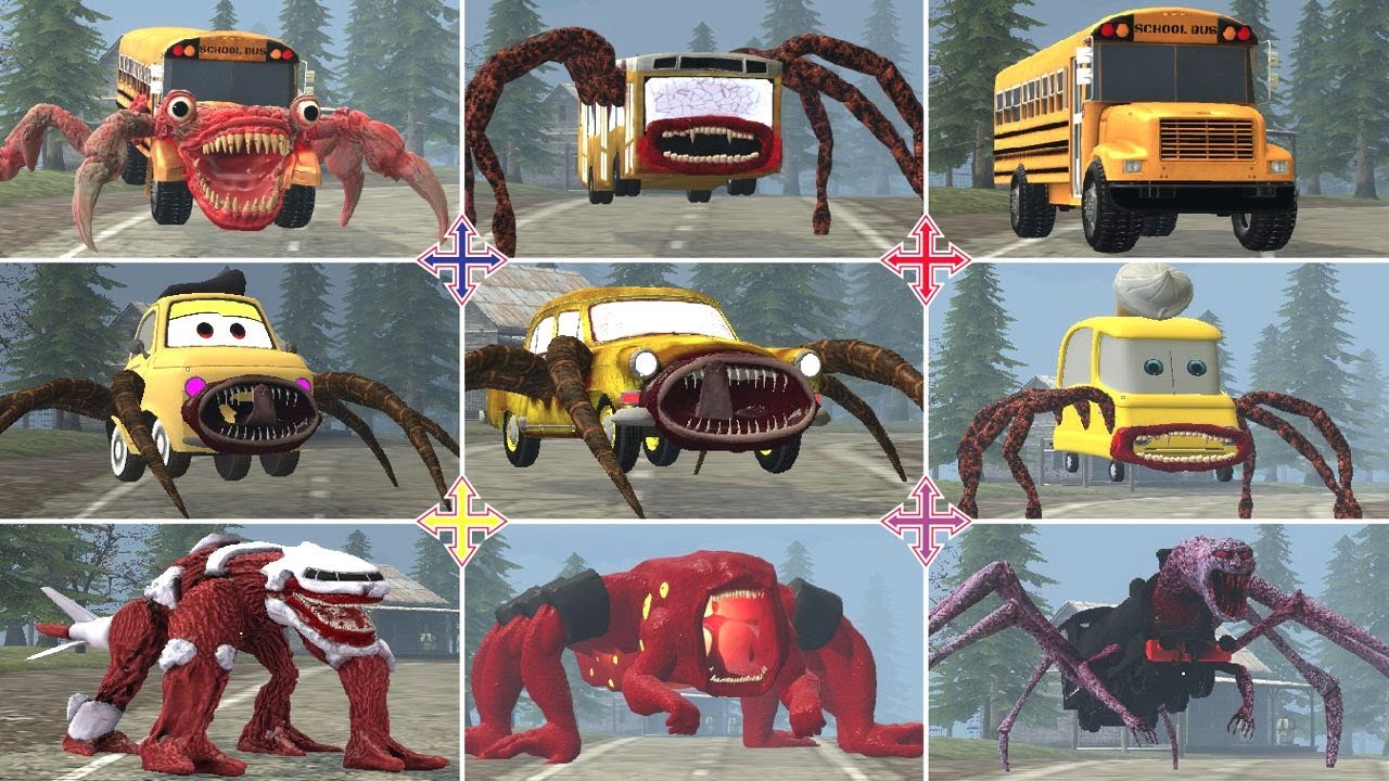 Bus Eater  Monster Vs Train Eater Vs Car Eater Vs House Head Vs Megahorn Vs Cursed Thomas in GMod!!?