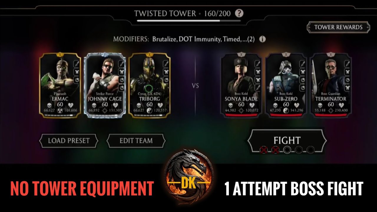 Fatal Twisted Tower 1 Attempt Battle 160 Solo Fight & Reward 🎮 Mortal Kombat Mobile▫️MK Mobile▫️MKM