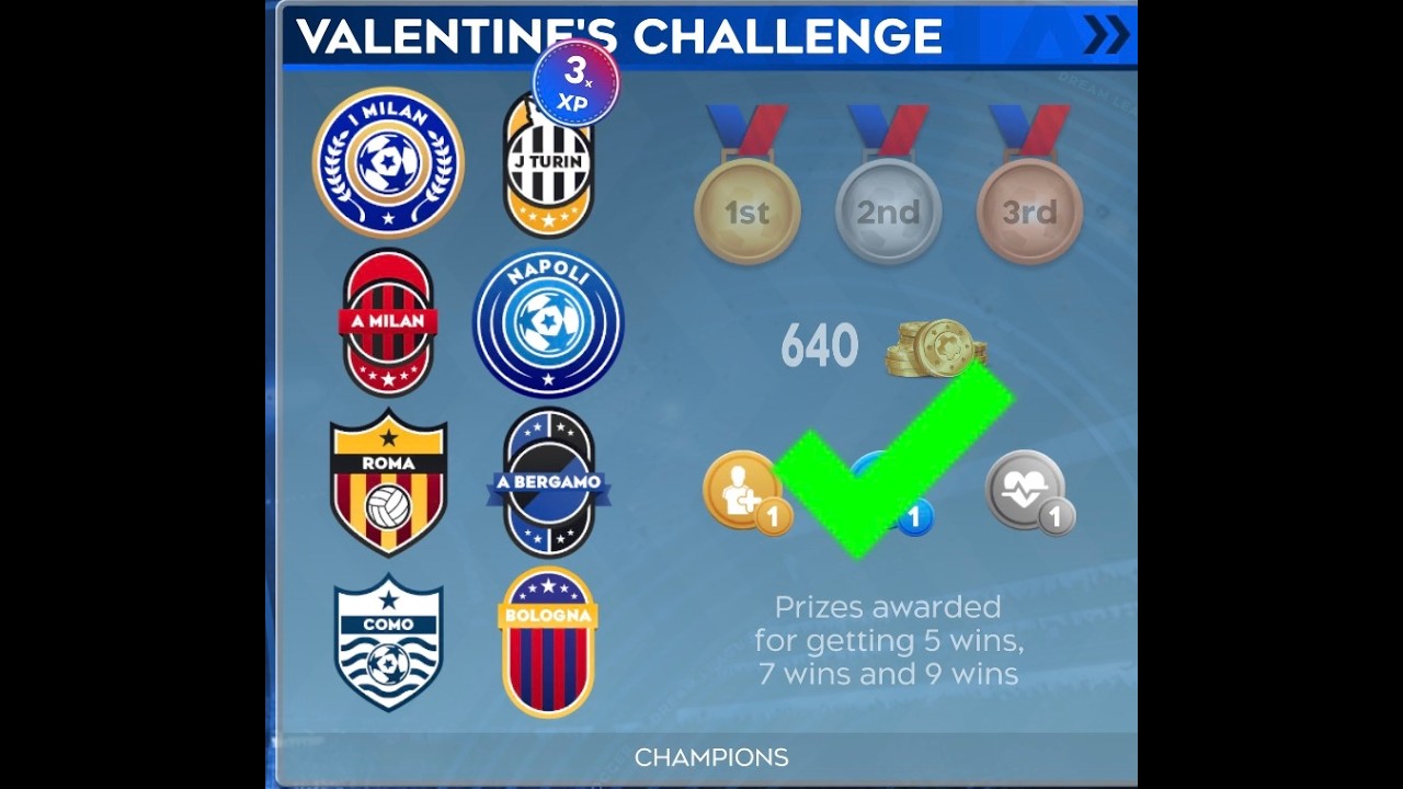 Событие DLS 26 | Вызов ко Дню святого Валентина | Победа без поражений | Милан |