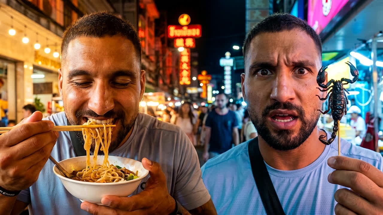 ALL THE STREET FOOD I ATE IN THAILAND (NOODLES & BUGS)