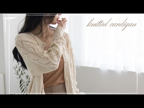 #대바늘 <strong>에이프릴</strong> 진주 가디건 뜨기/기호 도안 첨부(뒷판 경사뜨기,곡선뜨기,버림뜨기)part 3/Knitted cardigan.