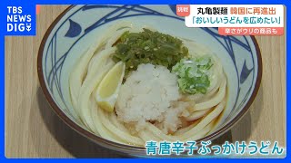「丸亀製麺」ソウル中心部にオープン！韓国で2度目の挑戦　韓国人の好みに合わせ“辛さ”を売りにしたうどんも｜TBS NEWS DIG