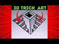 3d drawing illusion - trick art | 3d drawings on paper with pencil easy #3d #illusion