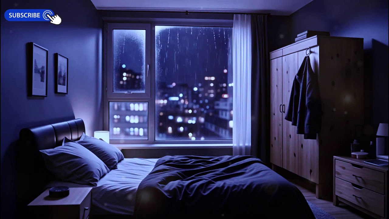 Calming Night Rain 🌙 Dark Bedroom Ambience for Deep Sleep & Meditation | 12H