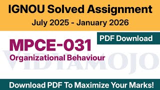 IGNOU MPCE 031 Solved Assignment 2025-26 PDF Download | MAPC: MA Psychology 2nd Year