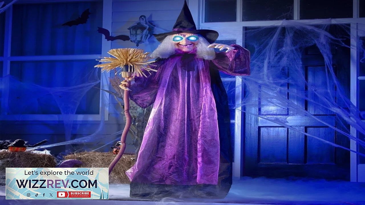 6-футовая стоящая ведьма на Хэллоуин, анимационный реквизит для улицы со светодиодными глазами