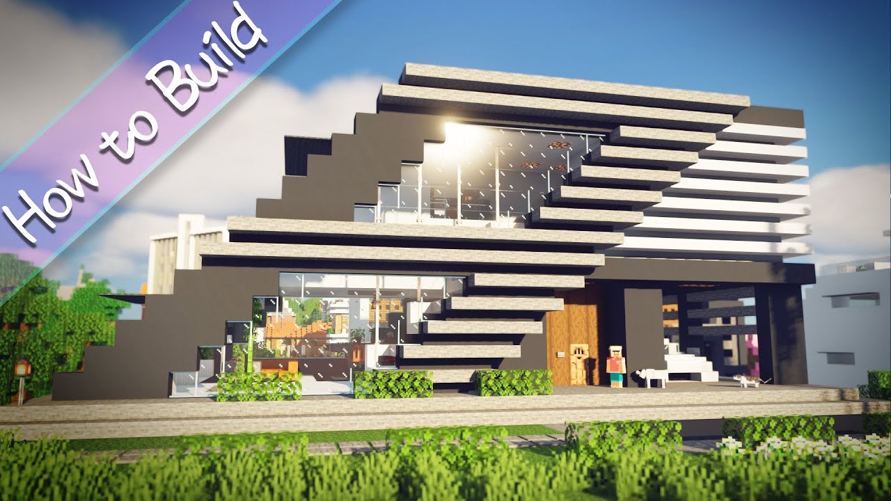 Oshacra Part93 How To Build Diagonal Modern House Last Building おしゃクラ 斜めなモダンハウスの作り方 ラスト Minecraft Oshacra