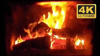 Cozy Burning Wood 4 hours in 4K UHD! Fire Burning Wood Logs with Crackling Fire Sounds