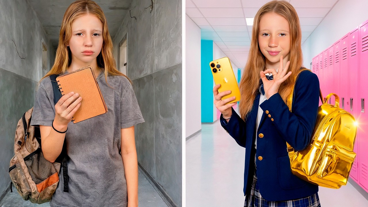 Nastya Tries Cardboard School and Real School