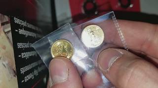 2018 1/10 Oz Gold American Eagle, Gold Canadian Maple Leaf, Franklin 50 Cent Pieces UNBOXING