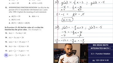 Big Ideas Math [IM1]: 3.3 - Function Notation (Lecture & Problem Set)