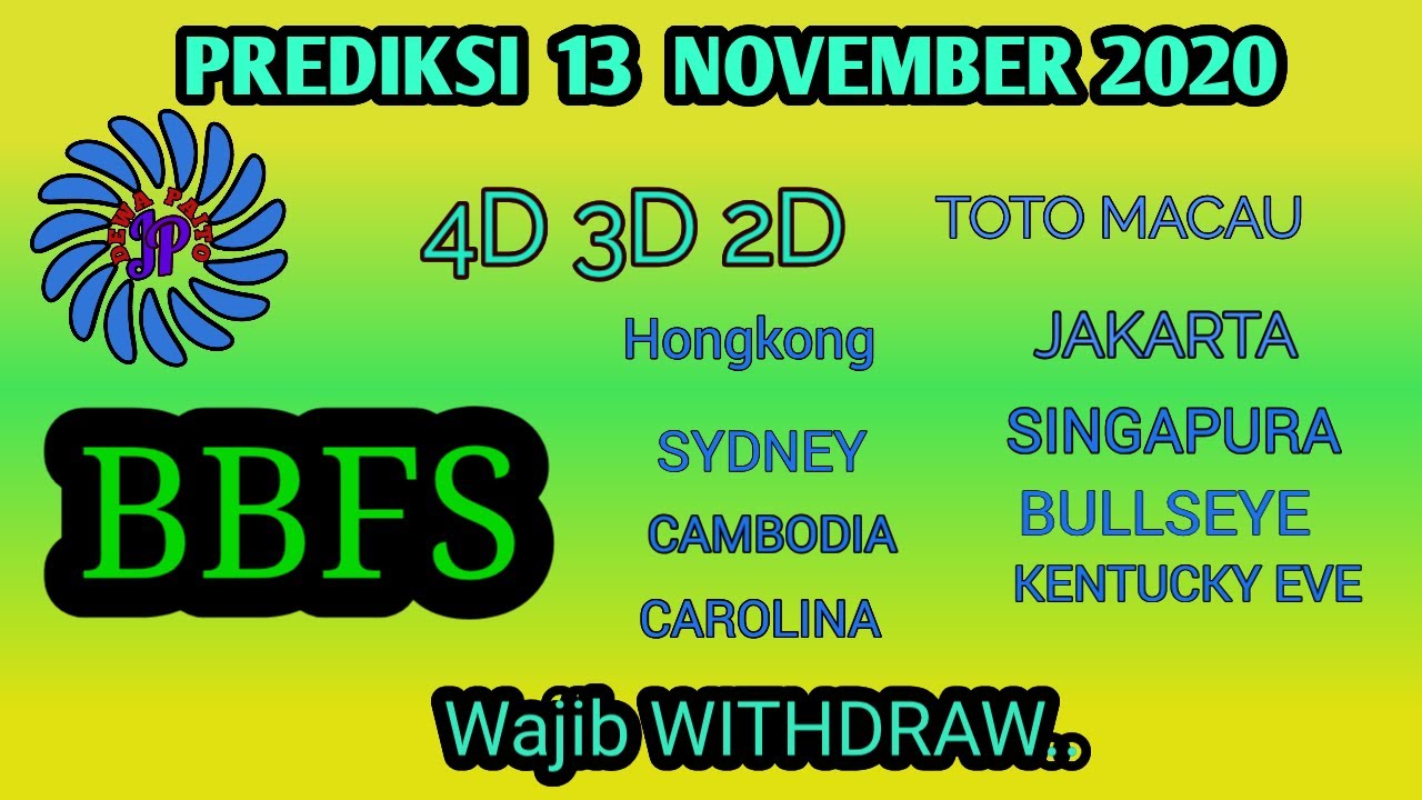 Prediksi 13 November 2020 Bbfs Angka Main Jitu Toto Macau Hongkong Sydney Jakarta Youtube