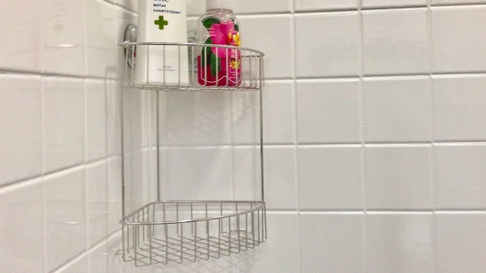 Shower Caddy Hanging Shelf with Hooks Suction Cups Stainless Steel