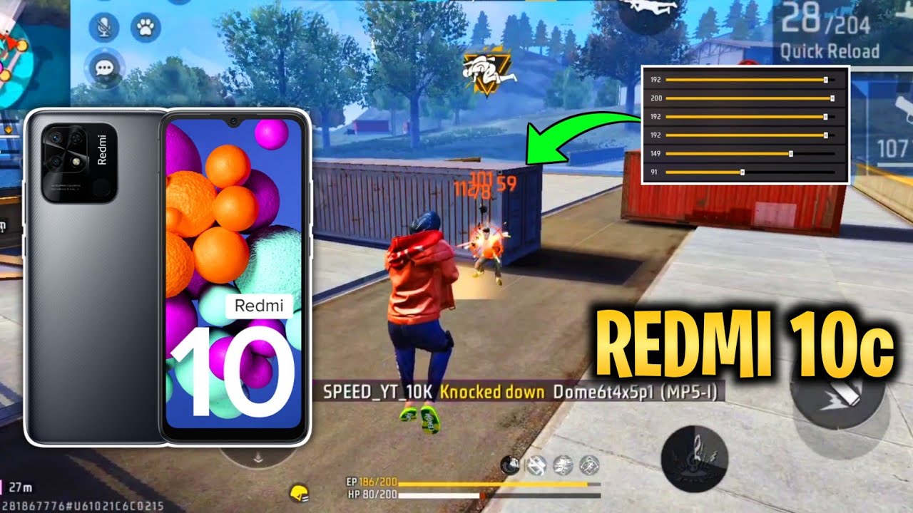 redmi 10c free fire headshot setting 2023