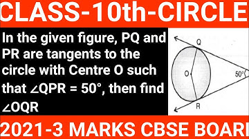 2020-2-marks-PQ and PR are tangents to the circle with Centre O such that ∠QPR = 50°, then find ∠OQR