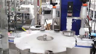 Glass jars 4 heads filler and rotary capping machine with bottle turntable