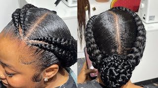 Easy 4 Cornrow All Back HAIRSTYLE / Saloon Work screenshot 5