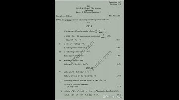 B.A/B.sc third Semester Paper - ll Differential Equations -l