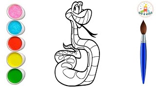 How to Draw Phython Kaa | Python Can Hypnotize Anyone! | The Jungle Book | Snake | Best Coloring😊