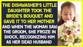 The dishwasher's daughter took the bride's bouquet and gave it to her mother. The groom was shocked