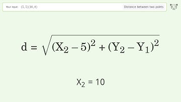 Find the distance between two points p1 (5,5) and p2 (10,8): Step-by-Step Video Solution