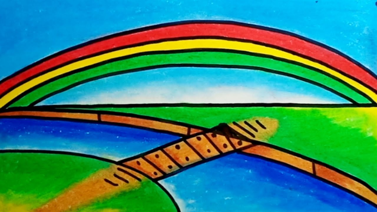 How To Draw Easy Scenery Drawing Rainbow On The River |Drawing Rainbow ...