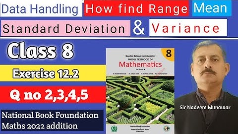 Class 8 Exercise 12.2 Q no 2,3,4,5 NBF Maths Ex 12.2 How find Range Variance Standard Deviation