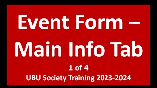 Event Form 1 - Main Info Tab - Society Training