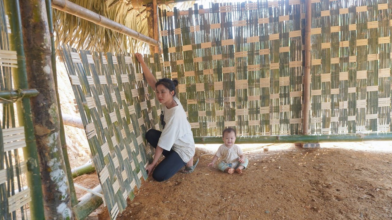 340 Days Single Mother Leaves Bamboo House By The Lake After Big Storm - Completing New Bamboo House