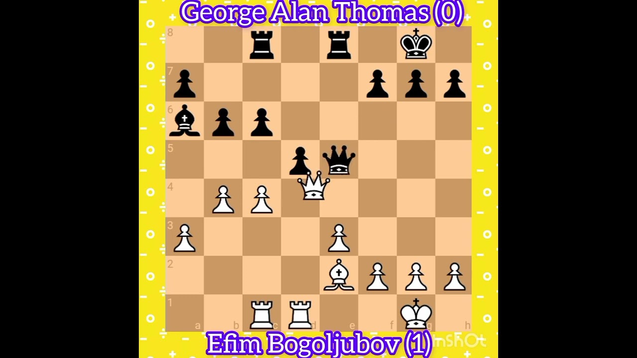 Efim Bogoljubov vs George Alan Thomas || Karlsbad, 1929 