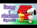Snoopy y Woodstock de filigrana en 3D, Snoopy and Woodstock of 3D quilling