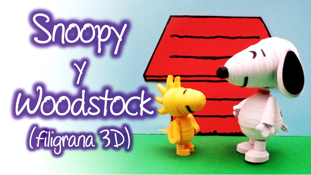 Snoopy y Woodstock de filigrana en 3D, Snoopy and Woodstock of 3D quilling