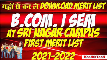 HNBGU Merit List of B.Com I Sem.  for Srinagar Campus | Srinagar Campus Merit List of B.Com. Ist Sem
