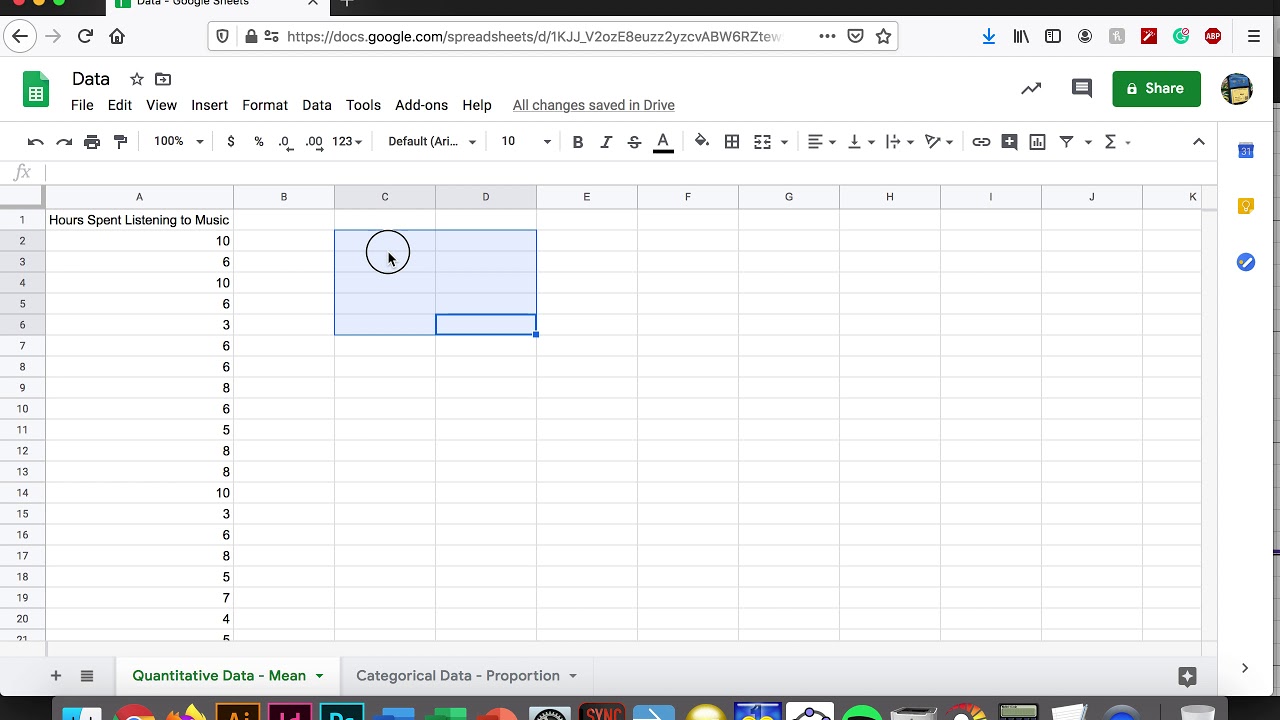 Finding Stats from data sample with Google Sheets