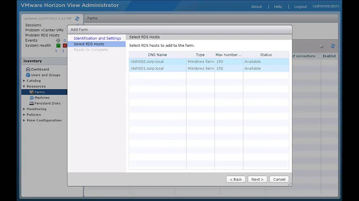 Adding RDSH Farm to Horizon View 6