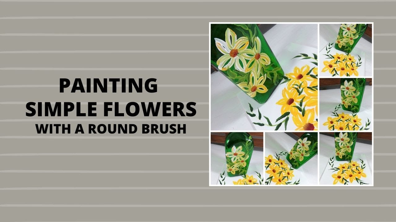 PAINTING SIMPLE FLOWERS WITH A ROUND BRUSH | Painting Flowers | Tutorial | Aressa1 | 2020