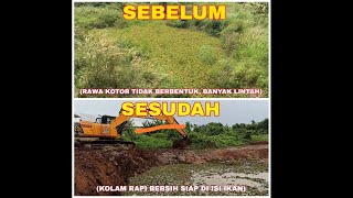 Aksi Operator Excavator Menyulap Rawa-Rawa Menjadi Kolam Ikan