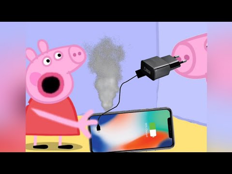 Свинка Пеппа ставит телефон на зарядку