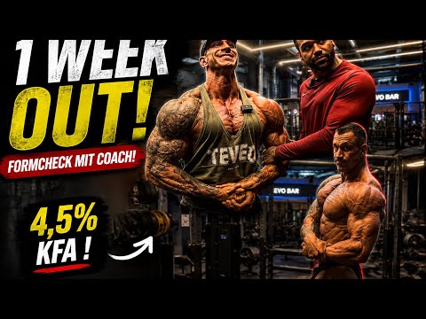 1 week out! Finally hit 4.5% body fat! Physique is insane! Physique check with coach!