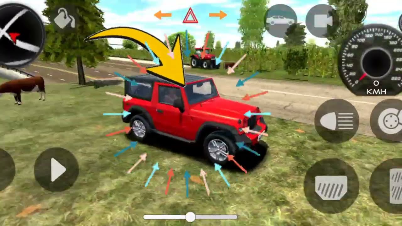 Red Mahindra Thar Crazy Mission in Car Driving Simulator 😱 #gamingshorts #gaming #thar #cargame 