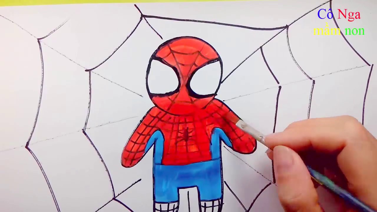 How to draw a spiderman  bé học vẽ siêu nhân nhện cực dễ  YouTube