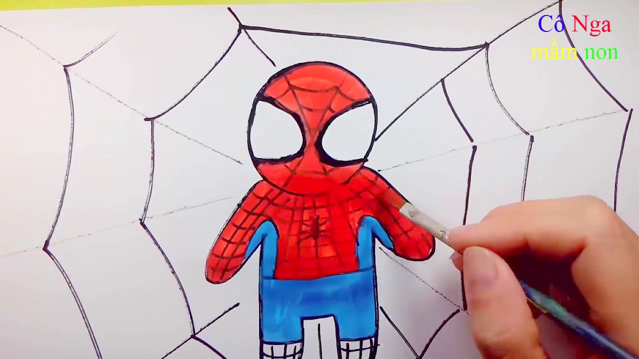 Cách vẽ người nhện đơn giản- How to draw a baby spider man- nhân vật hoạt  hình - YouTube