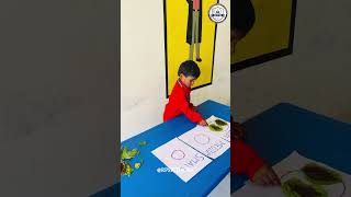 Our little learners explored big, medium, and small by sorting leaves ! #explore #school