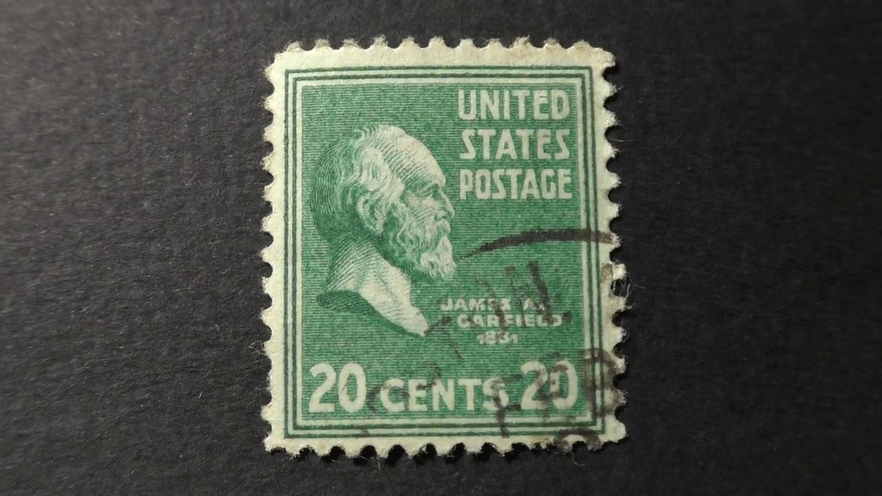 US postage stamps. James A. Garfield. Postage stamp price 20 cents