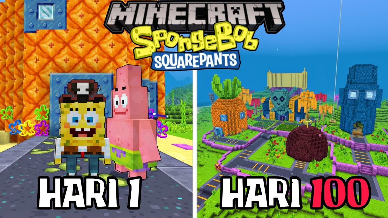 100 Hari Minecraft Hardcore Spongebob Squarepants